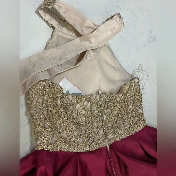 Elegant Gold and Red Kids Dress - Picture 7 of 14